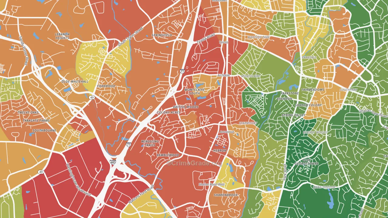 Montclaire South, Charlotte, NC Map of Assault Rates