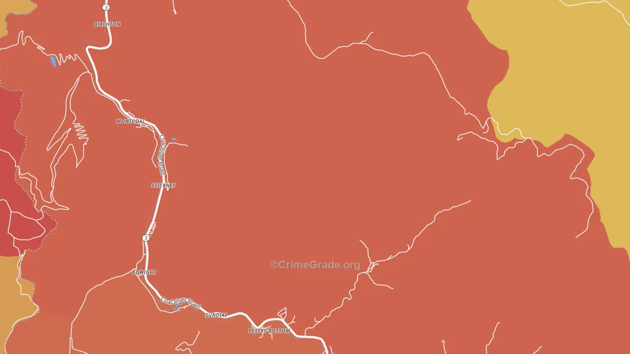 Montcoal, WV Map of Assault Rates