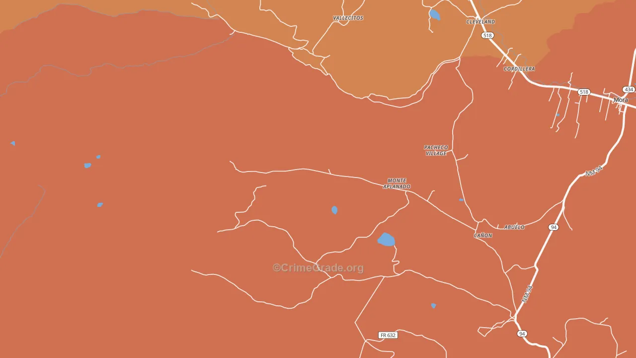 Monte Aplanado, NM Map of Assault Rates