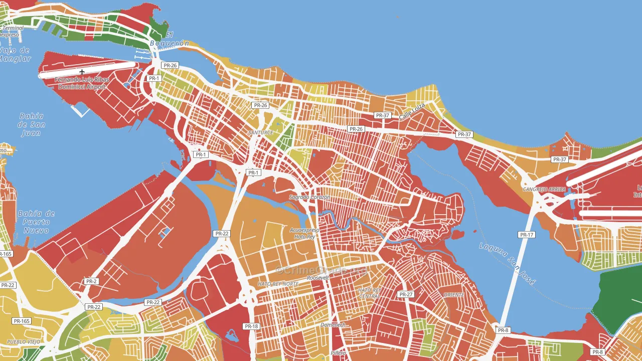 Monte Flores, San Juan, PR Map of Assault Rates