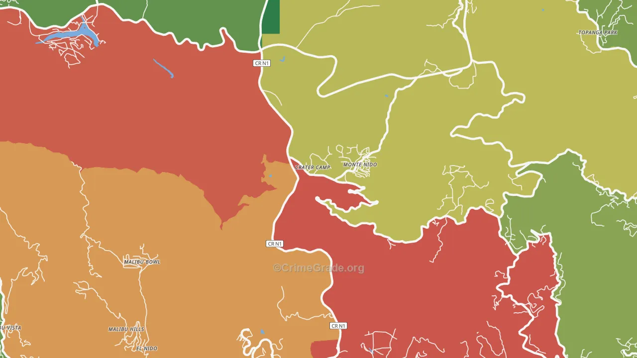 Monte Nido, CA Map of Assault Rates