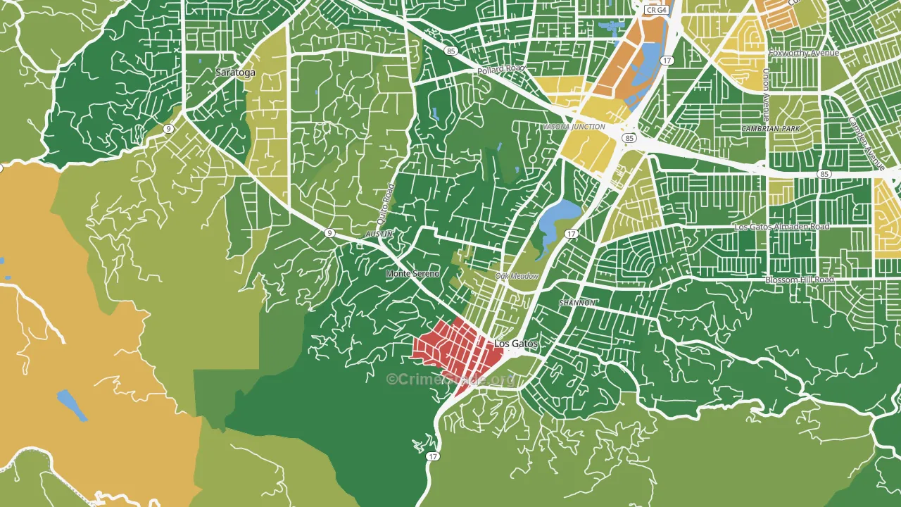 Monte Sereno, CA Map of Assault Rates