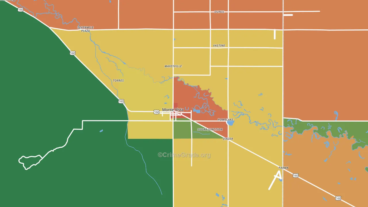 Monte Vista, CO Map of Assault Rates