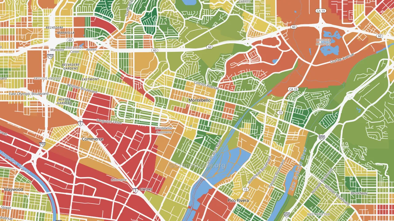 Montebello, CA Map of Assault Rates