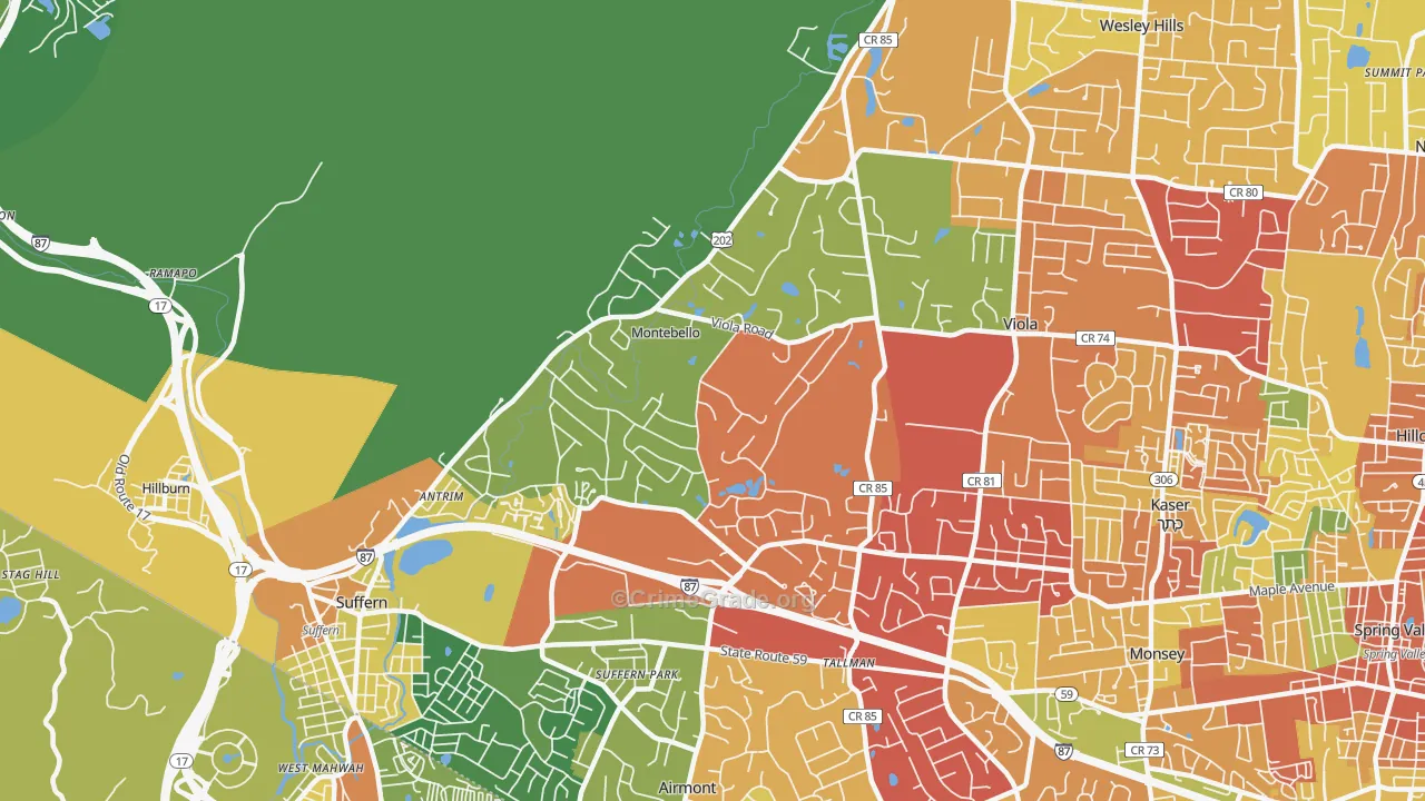 Montebello, NY Map of Assault Rates