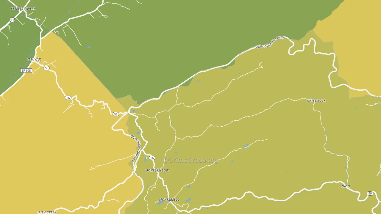 Montebello, VA Map of Assault Rates