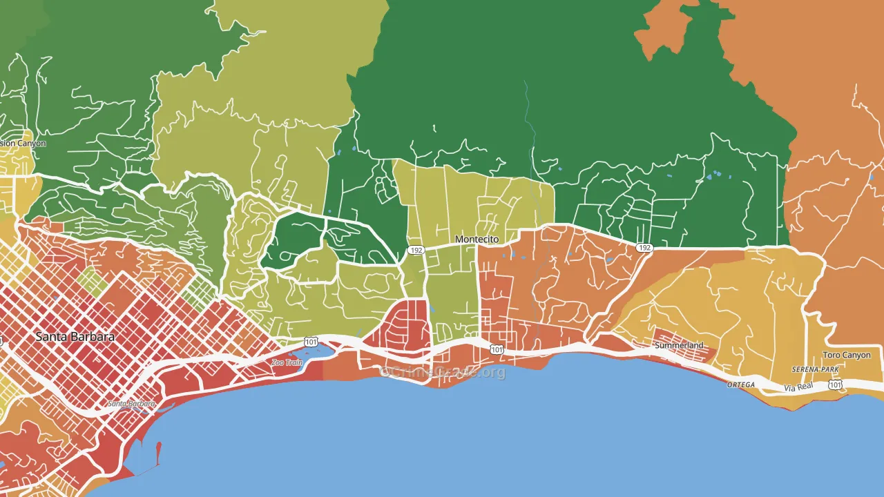 Montecito, CA Map of Assault Rates