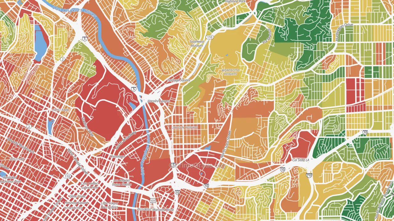 Montecito Heights, Los Angeles, CA Map of Assault Rates