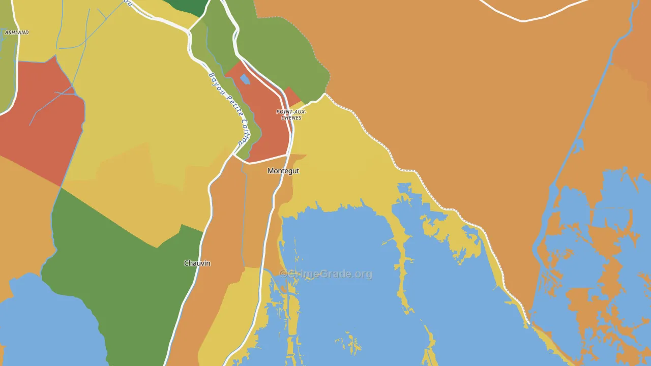 Montegut, LA Map of Assault Rates