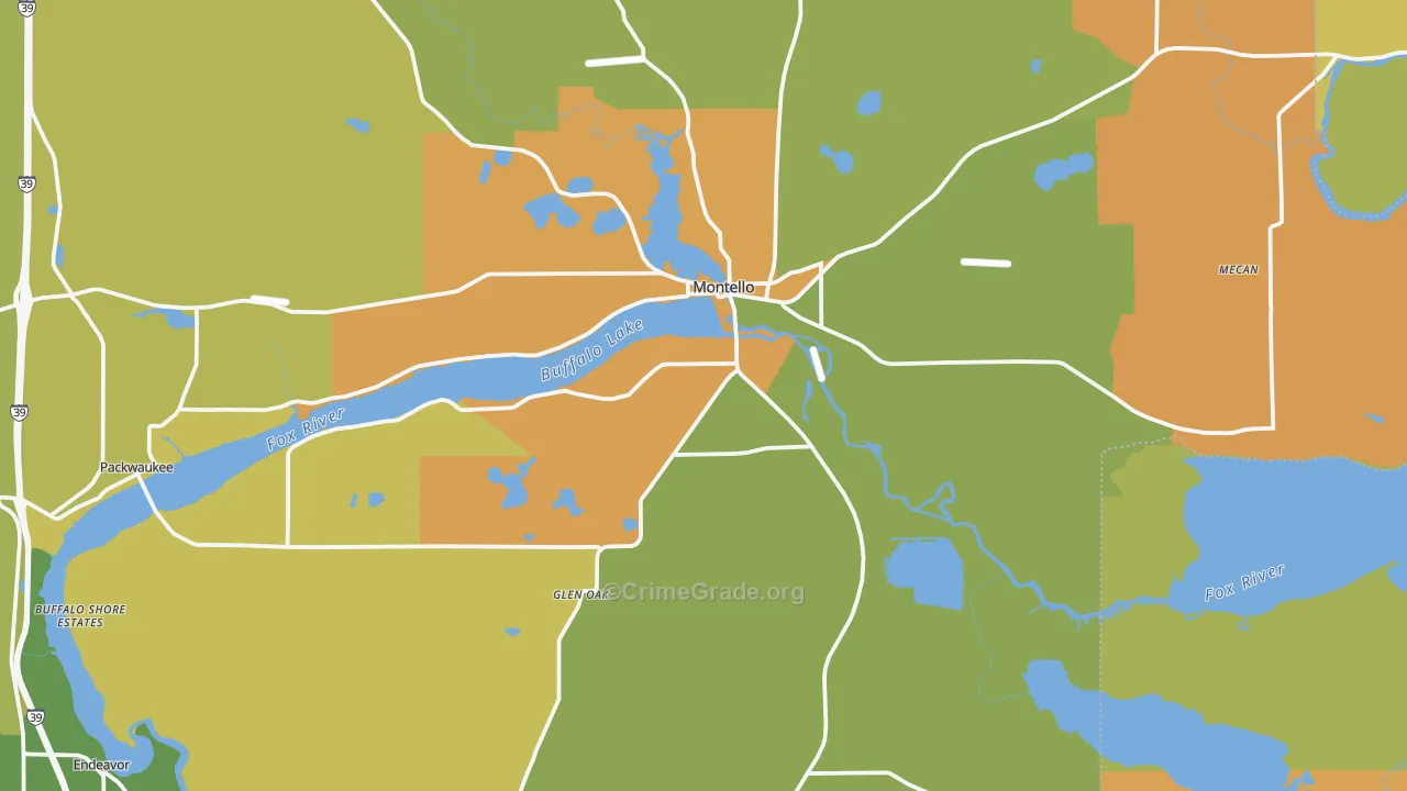 Montello, WI Map of Assault Rates
