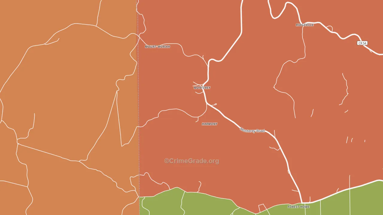 Monterey, AL Map of Assault Rates
