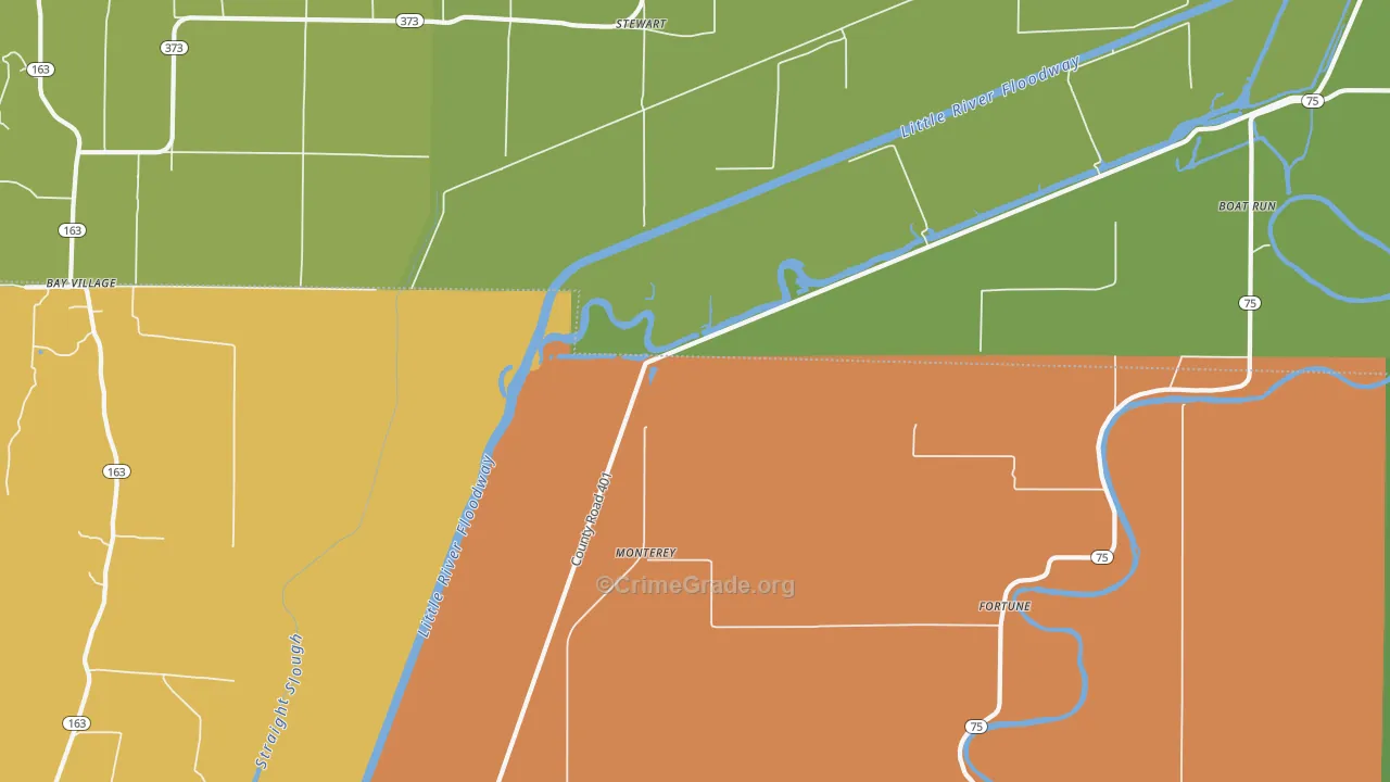 Monterey, AR Map of Assault Rates