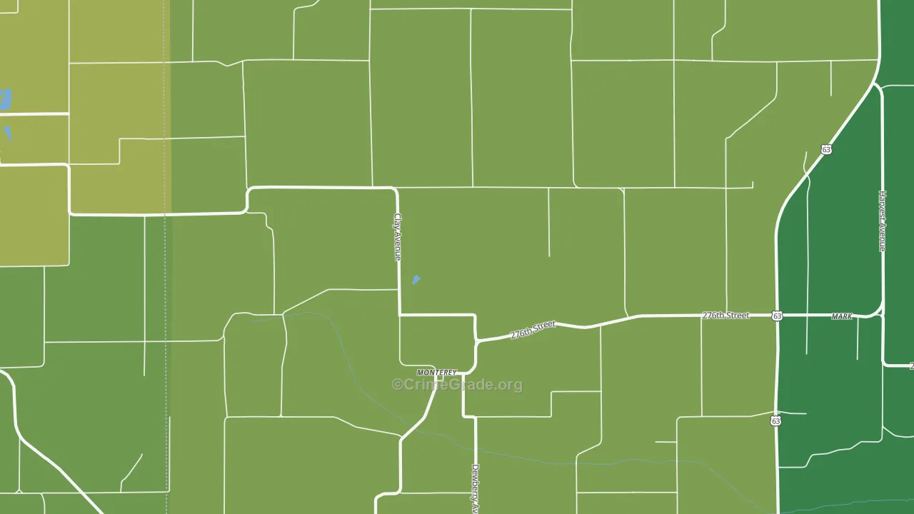 Monterey, IA Map of Assault Rates
