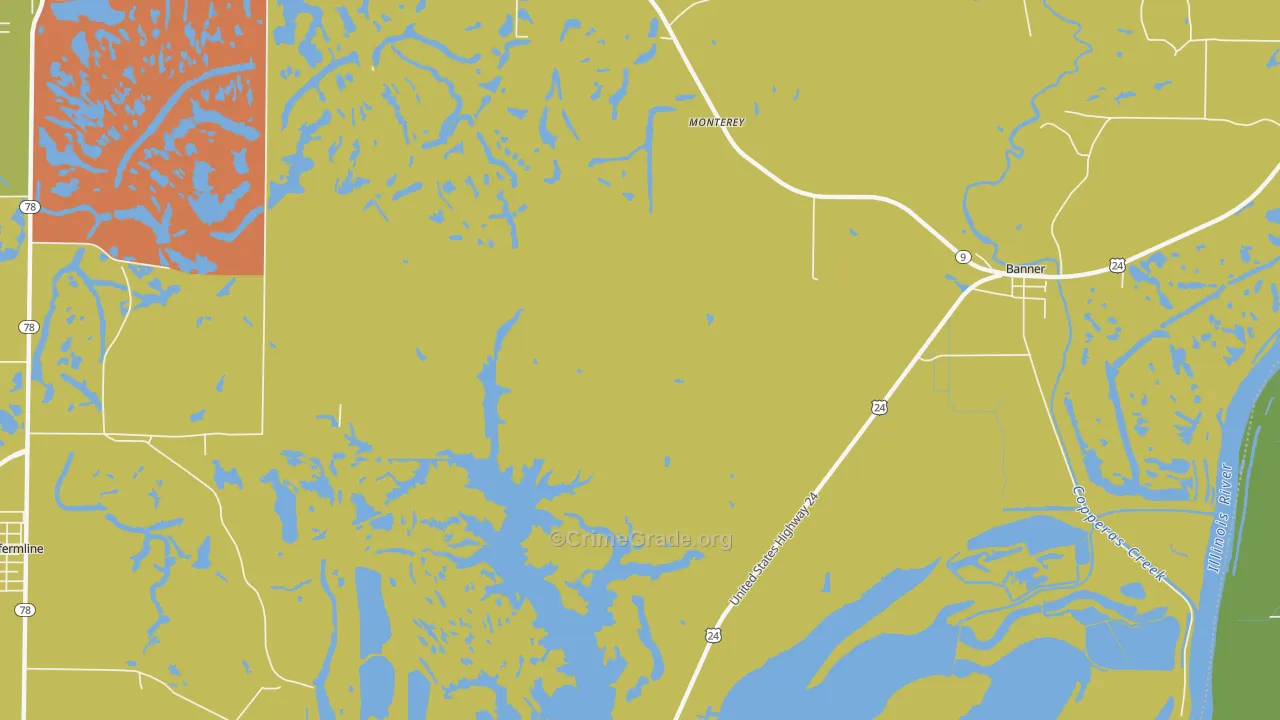 Monterey, IL Map of Assault Rates