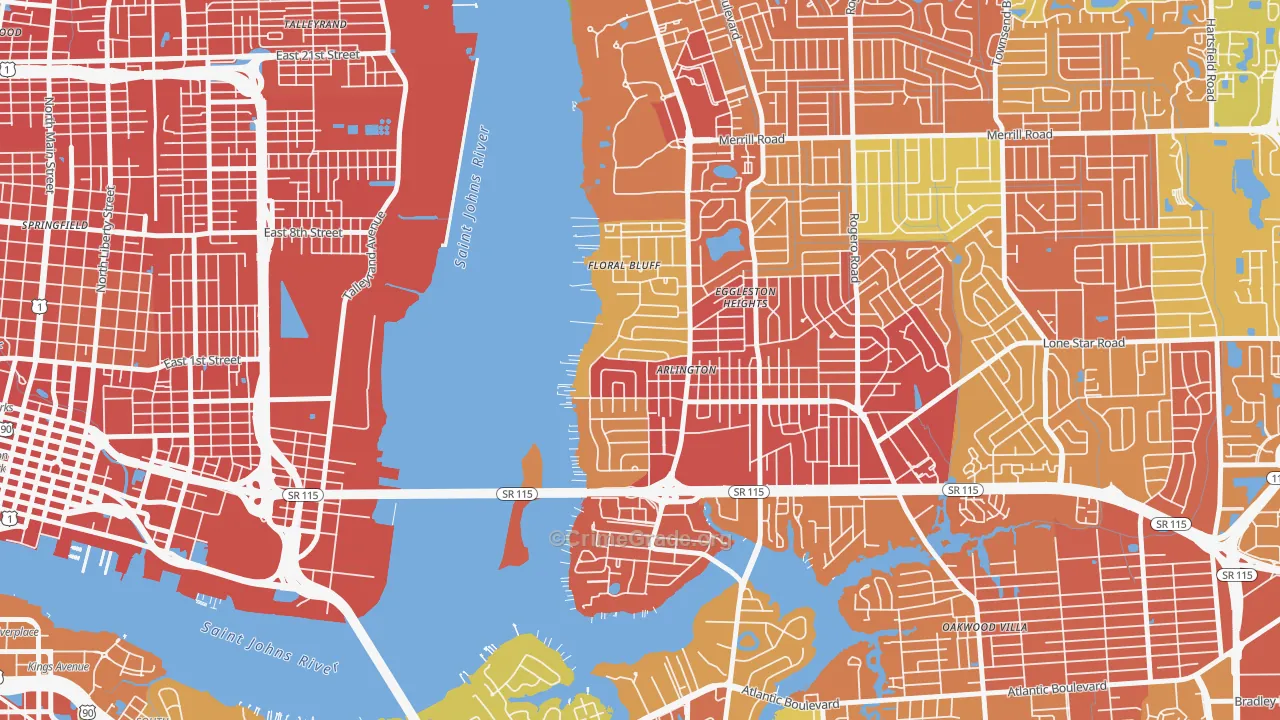 Monterey, Jacksonville, FL Map of Assault Rates