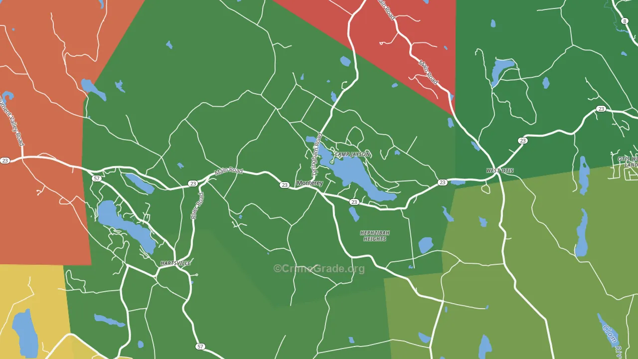 Monterey, MA Map of Assault Rates