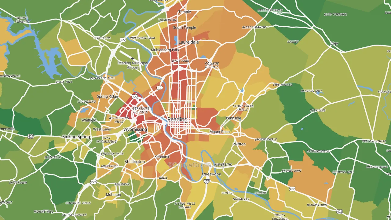 Monterey, PA Map of Assault Rates