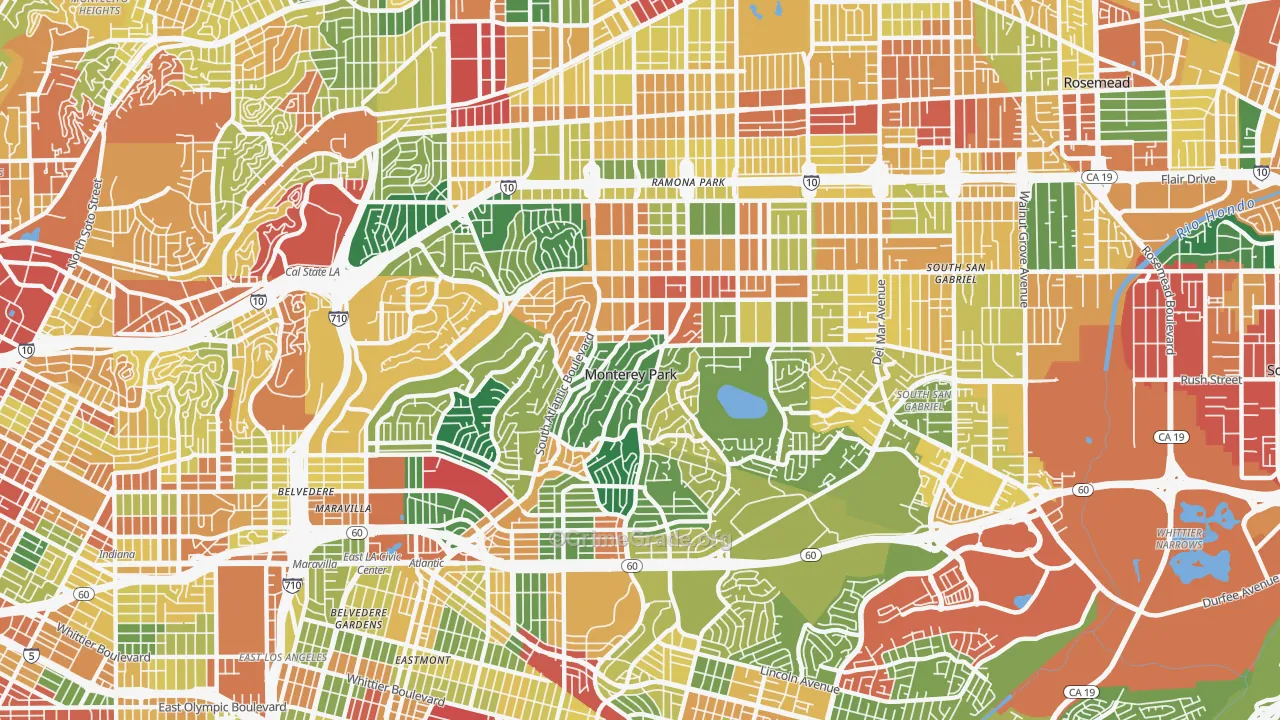 Monterey Park, CA Map of Assault Rates