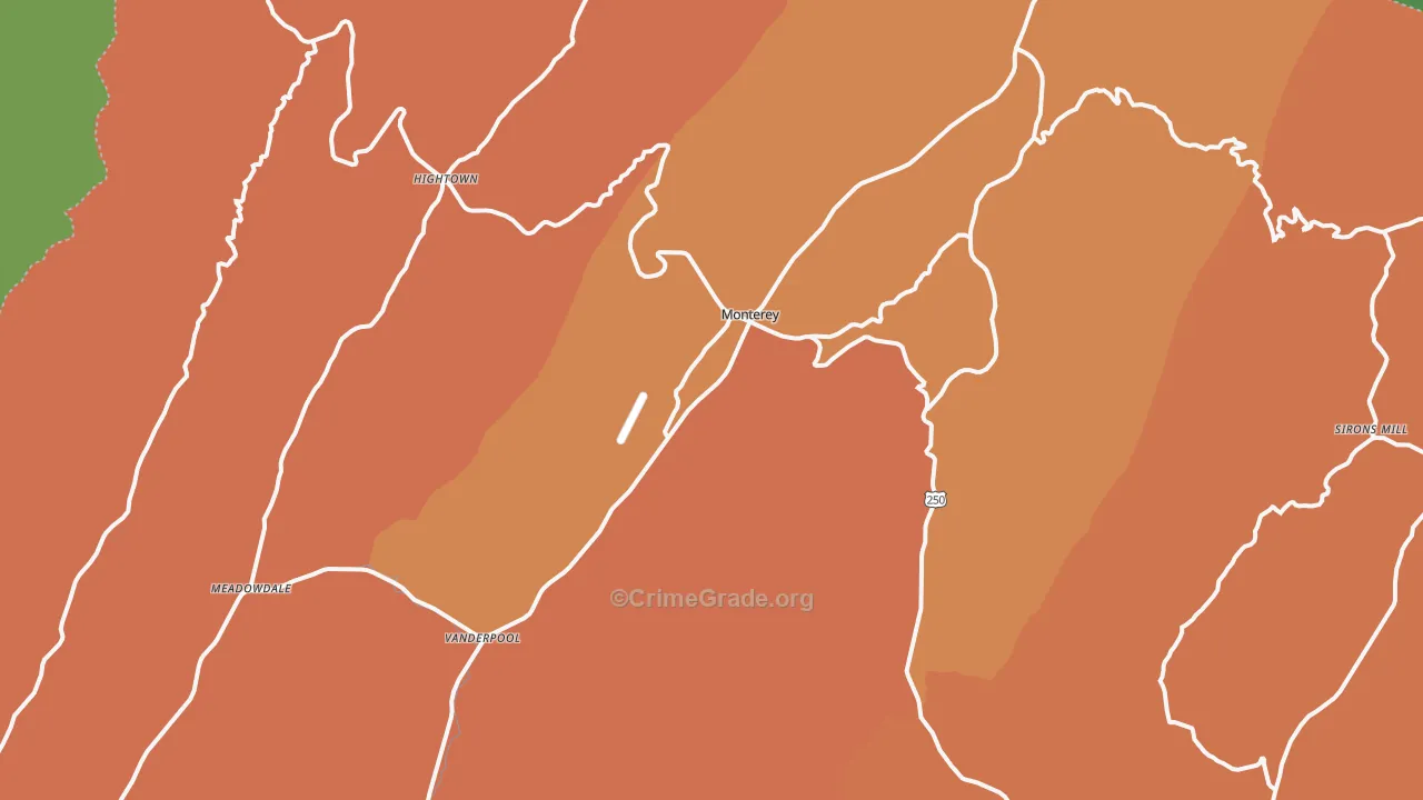 Monterey, VA Map of Assault Rates