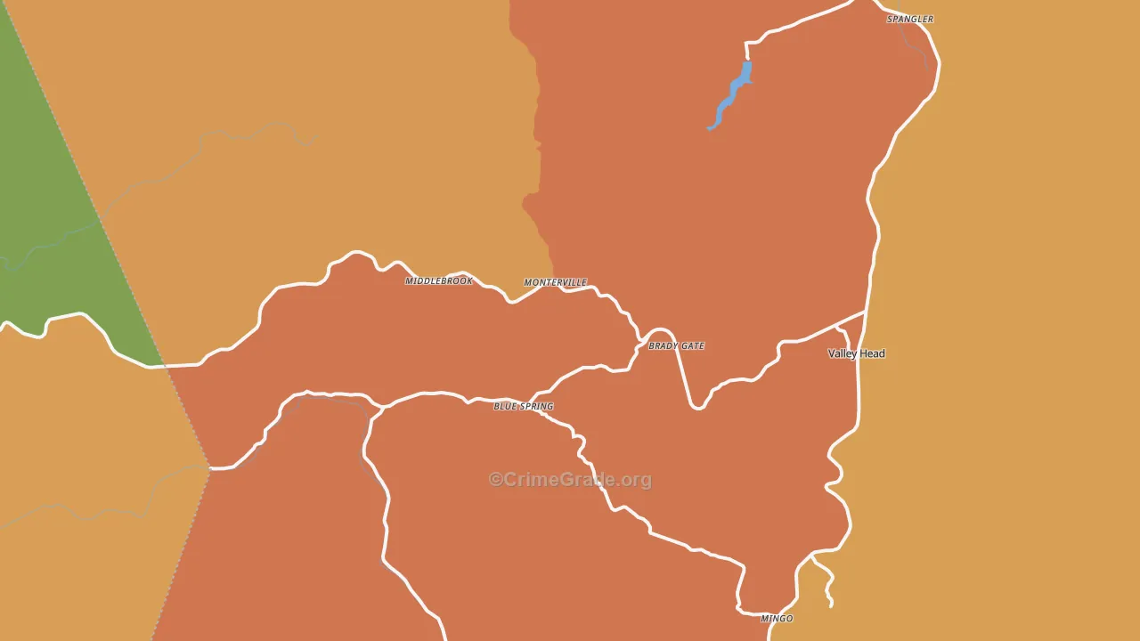 Monterville, WV Map of Assault Rates