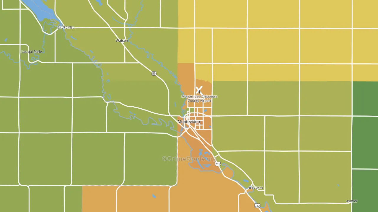 Montevideo, MN Map of Assault Rates