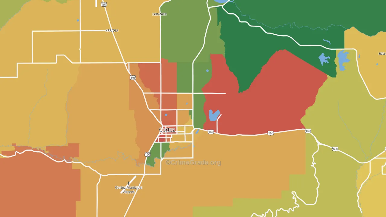 Montezuma County, CO Map of Assault Rates