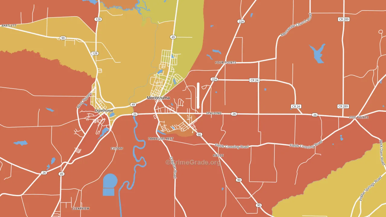 Montezuma, GA Map of Assault Rates
