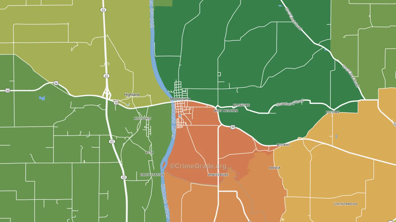 Montezuma, IN Map of Assault Rates
