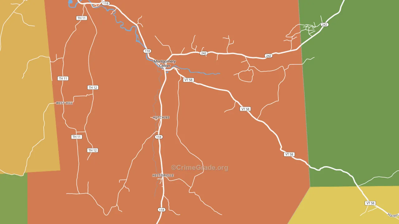 Montgomery Center, VT Map of Assault Rates