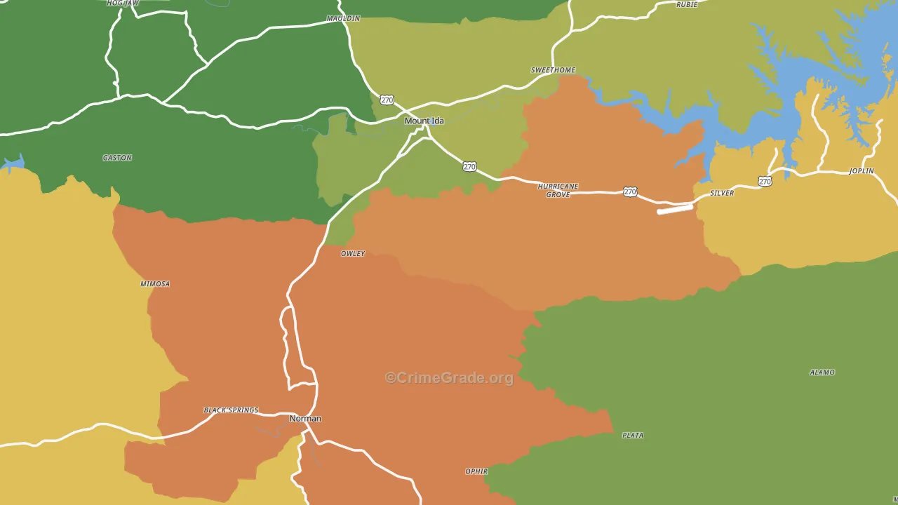 Montgomery County, AR Map of Assault Rates
