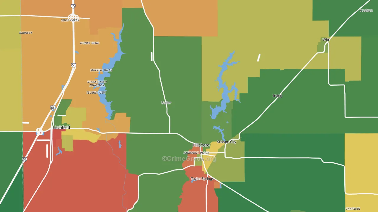 Montgomery County, IL Map of Assault Rates