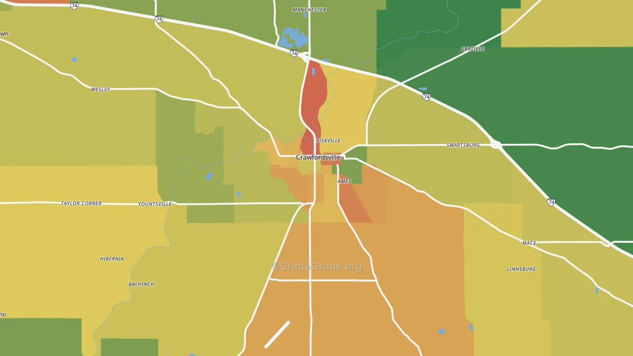 Montgomery County, IN Map of Assault Rates