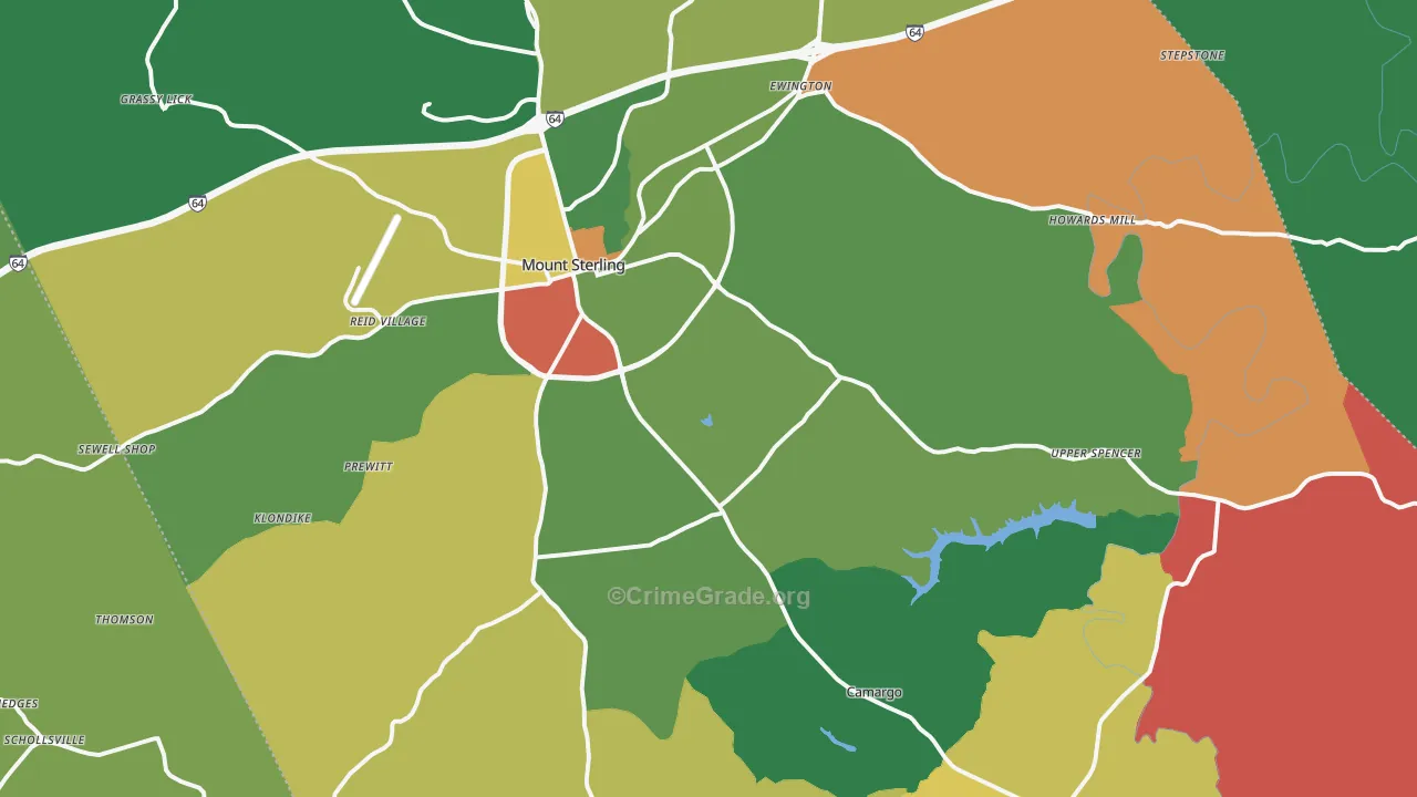 Montgomery County, KY Map of Assault Rates