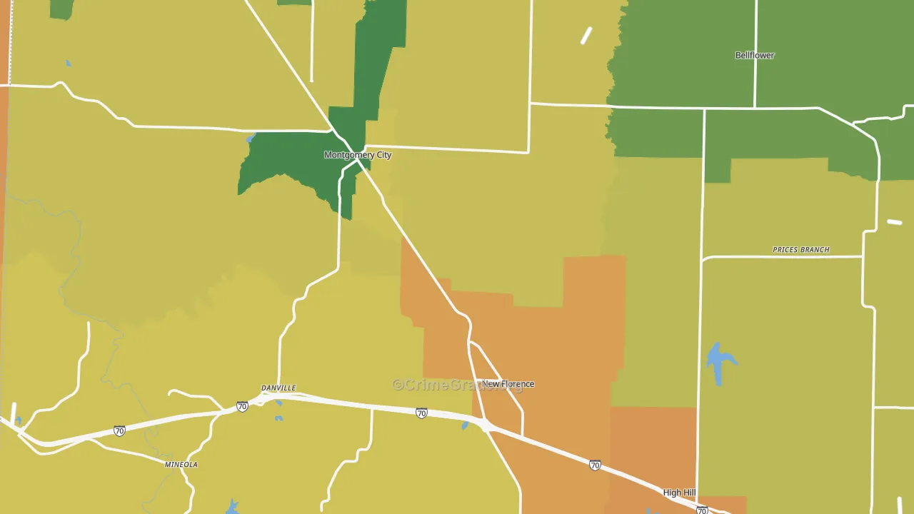 Montgomery County, MO Map of Assault Rates
