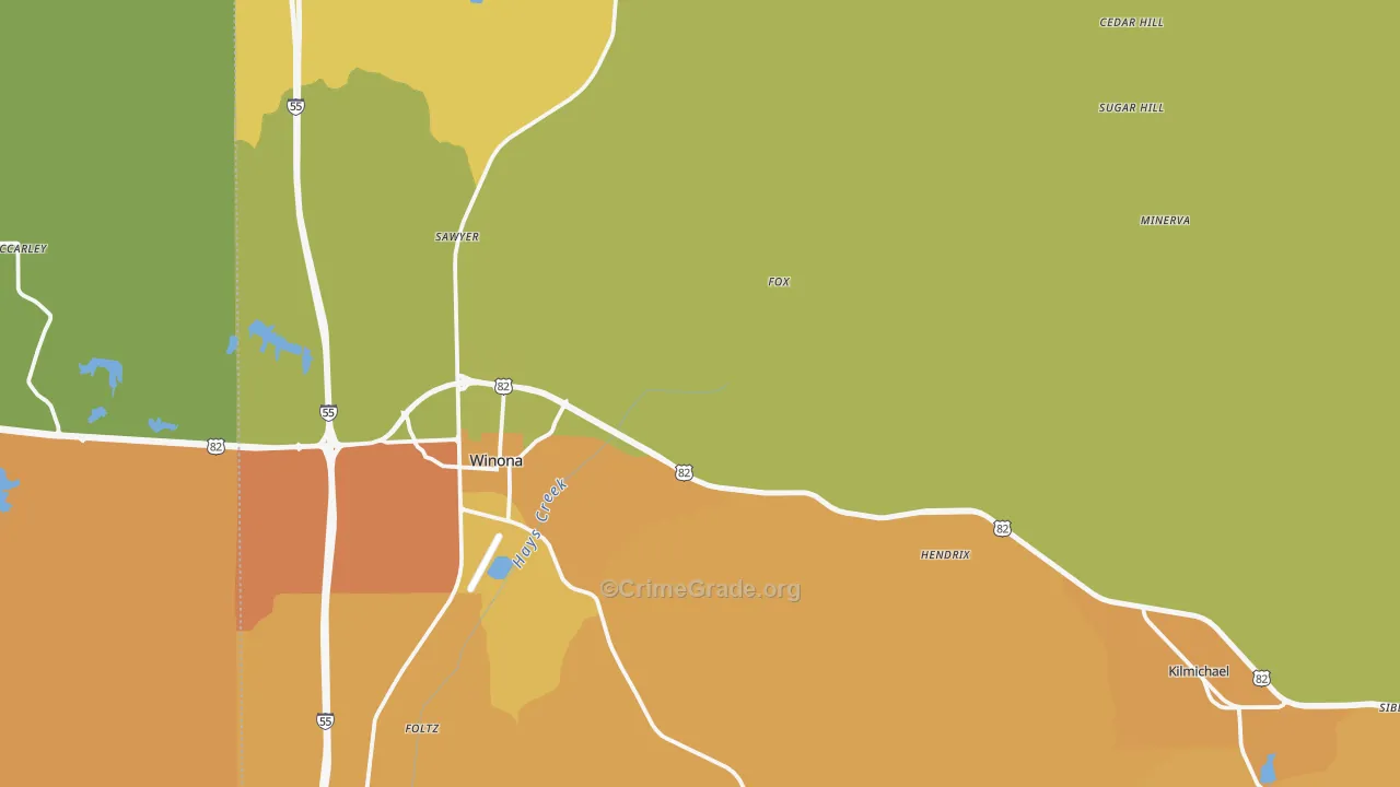 Montgomery County, MS Map of Assault Rates