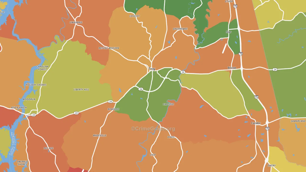 Montgomery County, NC Map of Assault Rates