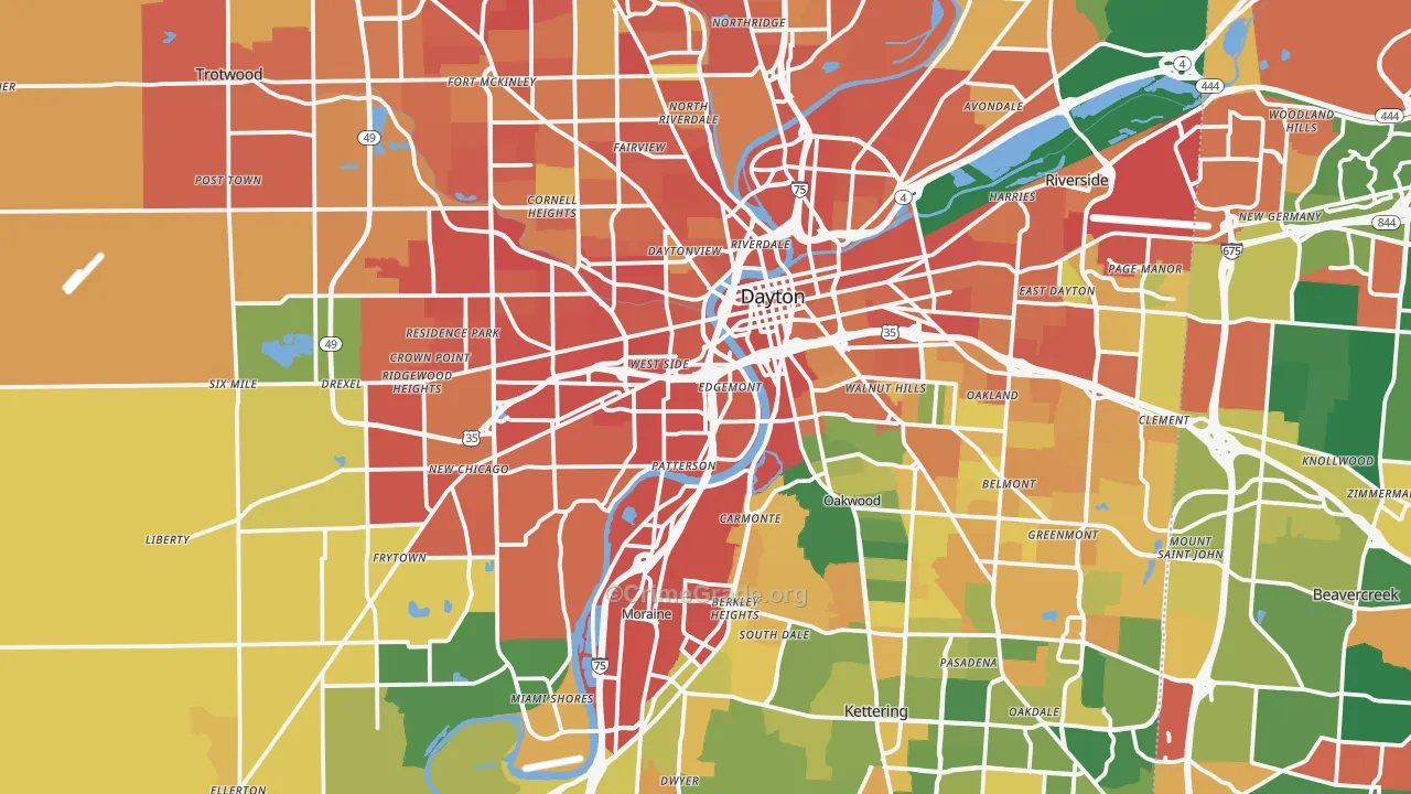 Montgomery County, OH Map of Assault Rates