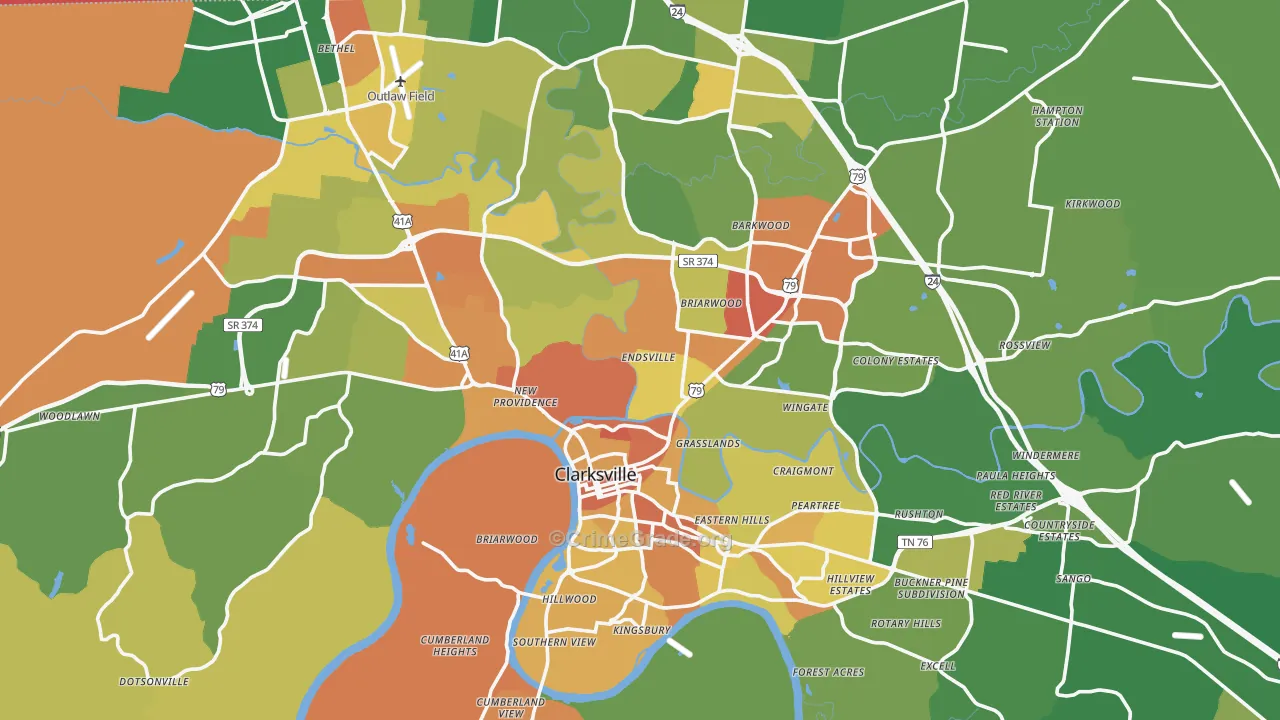 Montgomery County, TN Map of Assault Rates