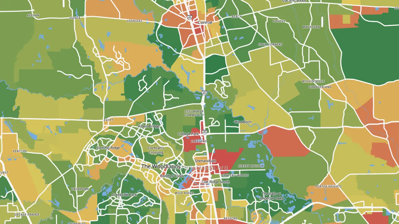 Montgomery County, TX Map of Assault Rates