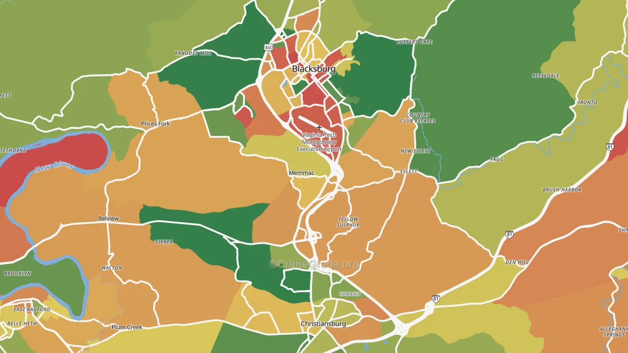 Montgomery County, VA Map of Assault Rates