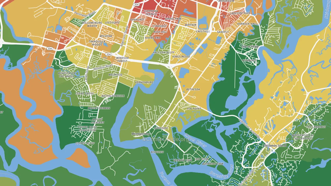 Montgomery, GA Map of Assault Rates