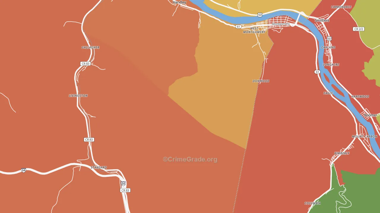 Montgomery Heights, WV Map of Assault Rates