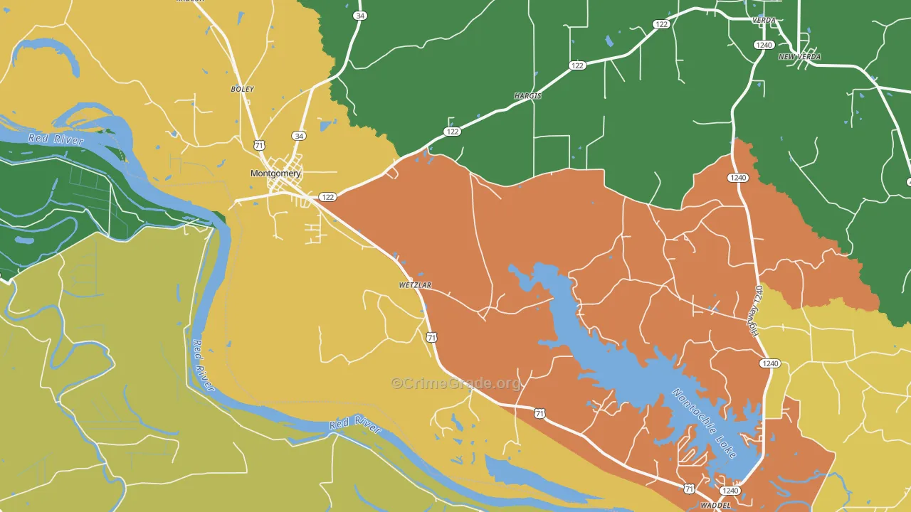 Montgomery, LA Map of Assault Rates