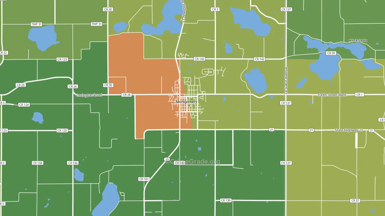 Montgomery, MN Map of Assault Rates