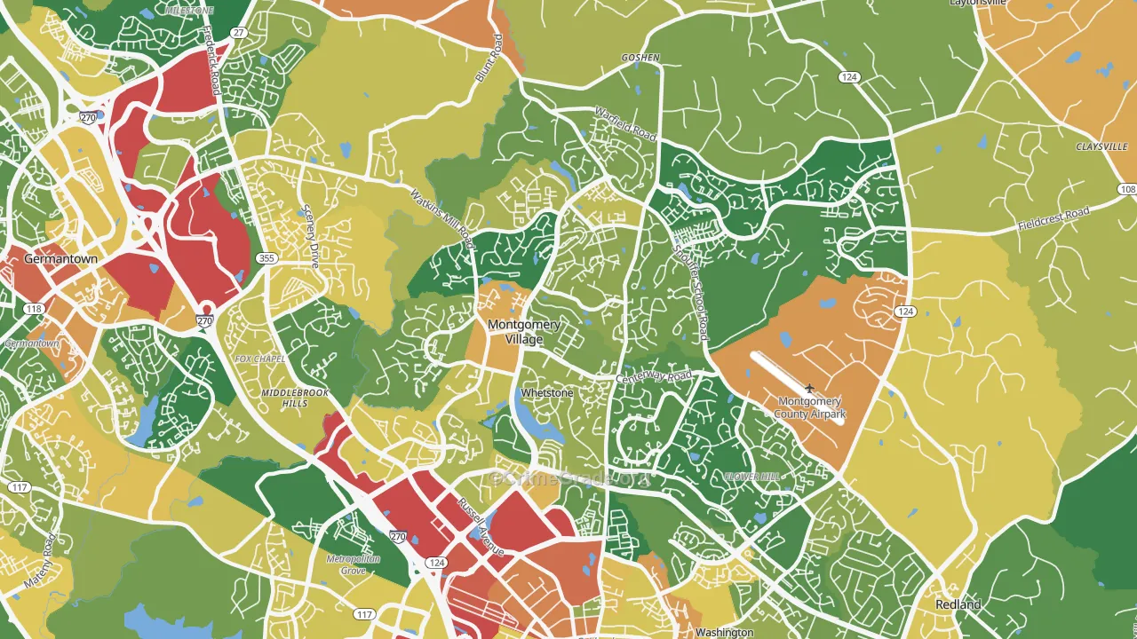 Montgomery Village, MD Map of Assault Rates