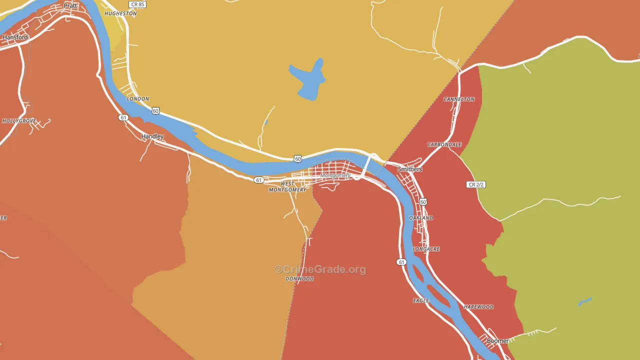 Montgomery, WV Map of Assault Rates