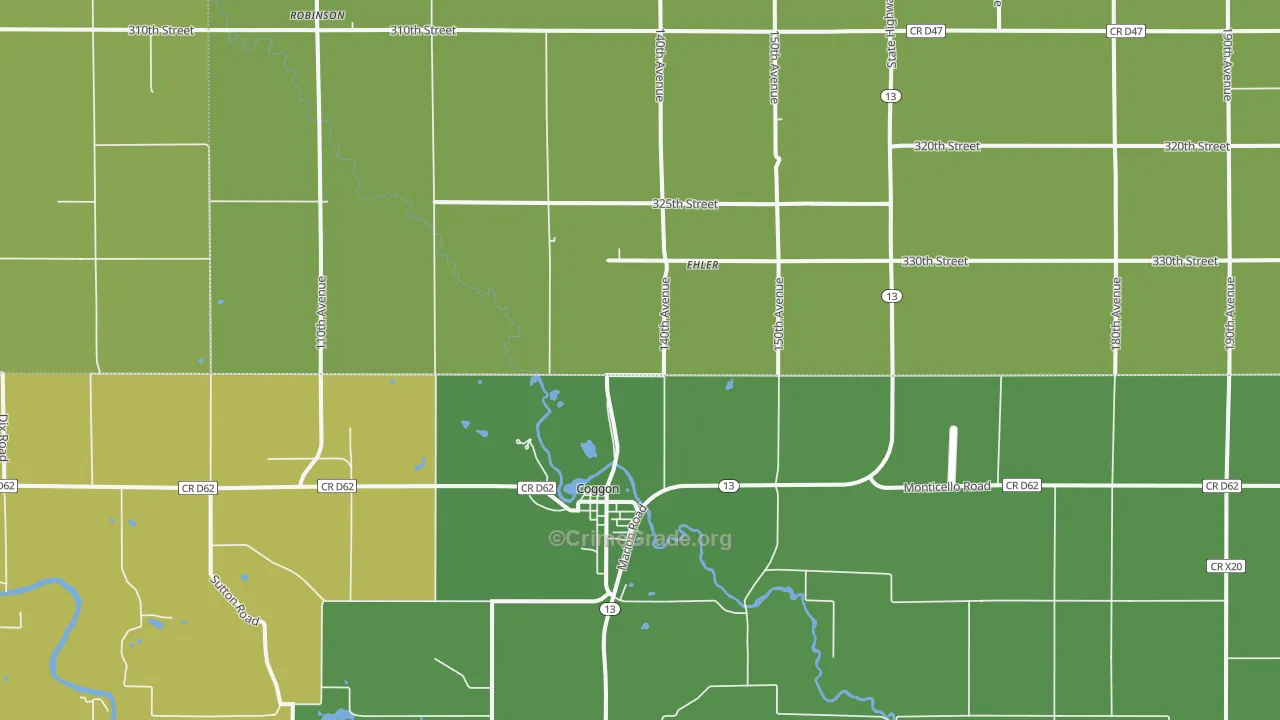 Monti, IA Map of Assault Rates