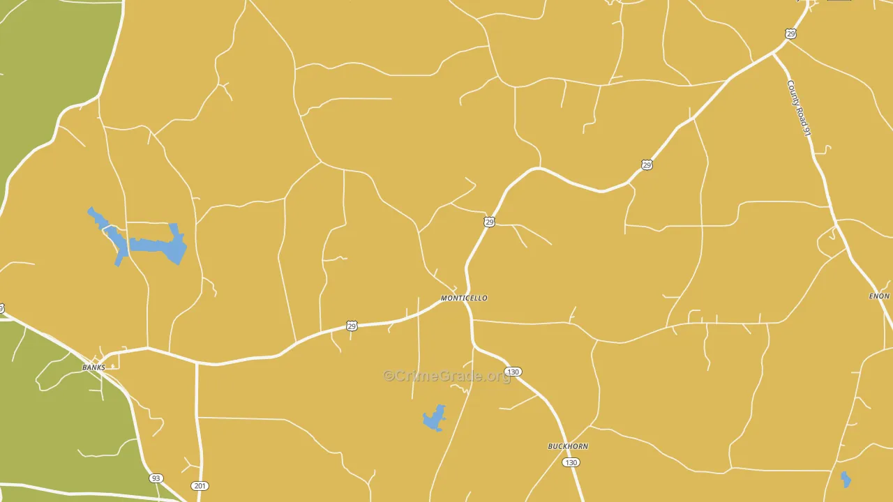 Monticello, AL Map of Assault Rates