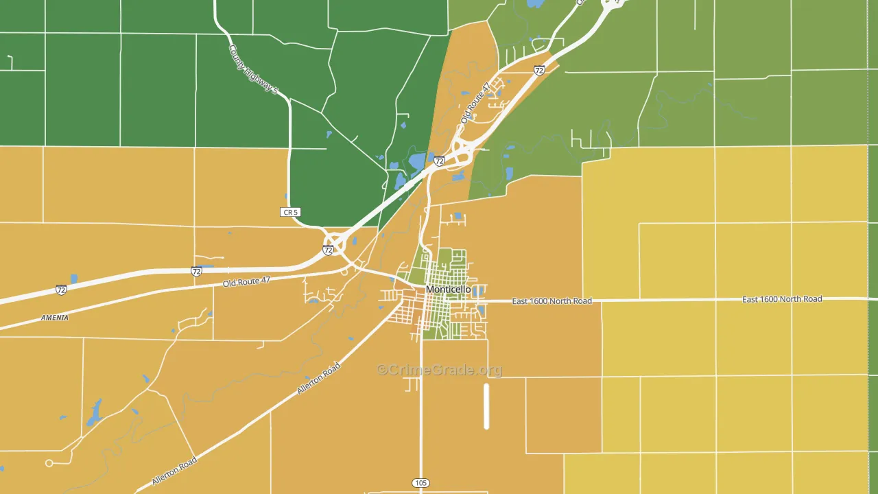 Monticello, IL Map of Assault Rates
