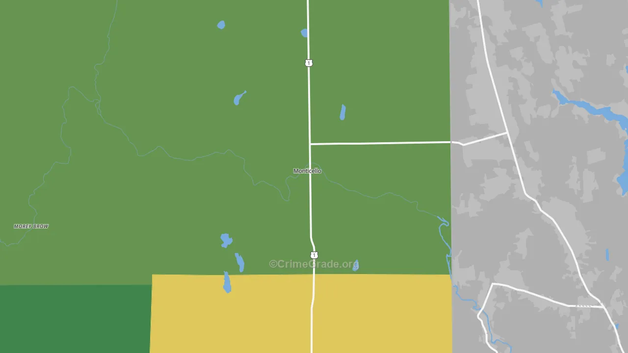 Monticello, ME Map of Assault Rates